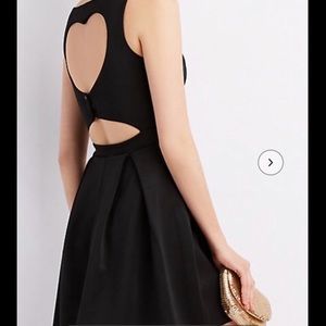 Black heart cutout skater dress